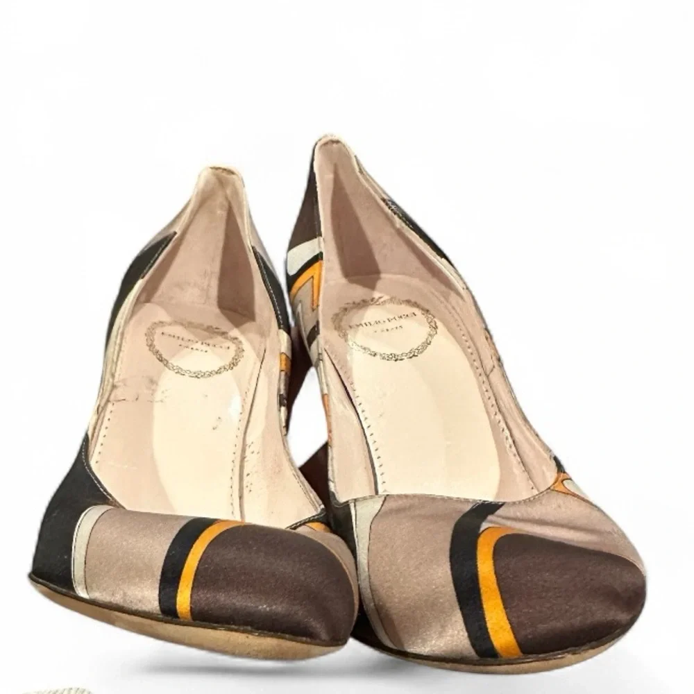 EMILIO PUCCI SATIN GEOMETRIC PRINT HEELS PUMPS SHOES